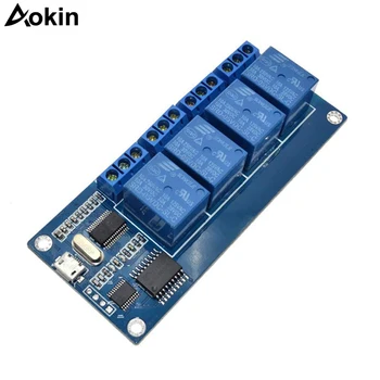 

micro usb relay module 5v 4 channel relay module relay control panel with indicator 4 way relay output usb interface