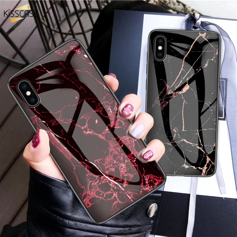 KISSCASE мраморный чехол из закаленного стекла для Huawei P30 Pro P10 P20 Mate 20 телефона Honor 8X 8C 10