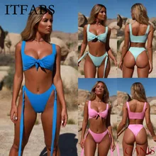 ITFABS, Женский Бандаж, пуш-ап, два предмета, костюмы,, комплект бикини, купальник с бантом, 2 шт., купальный костюм, купальник
