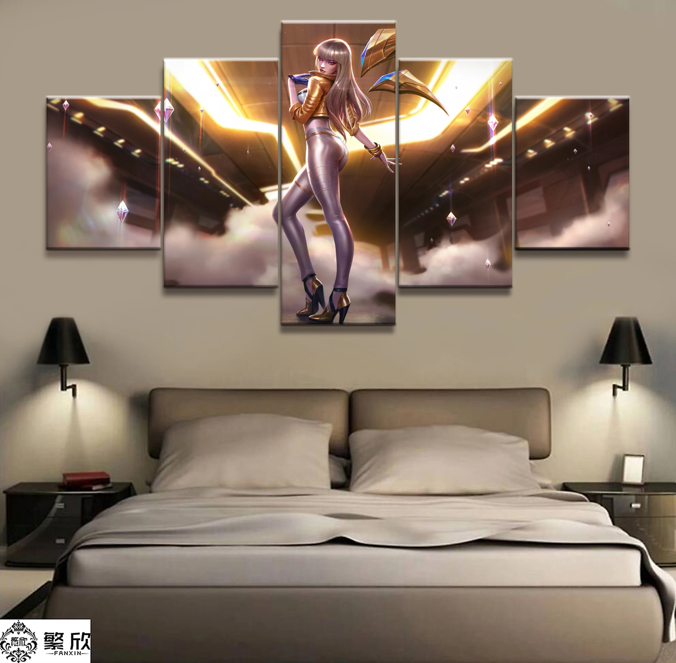 

Home Decor Modular Canvas Picture 5 Piece K/DA Kaisa League of Legends LOL Game Painting Poster Wall For Home Canvas Wholesale