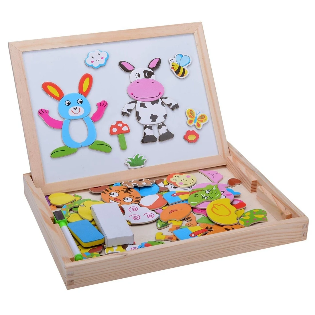 Стиль детская деревянная многофункциональная двухсторонняя магнитная доска для рисования головоломка-12 зодиакальных игрушек для общего пользования