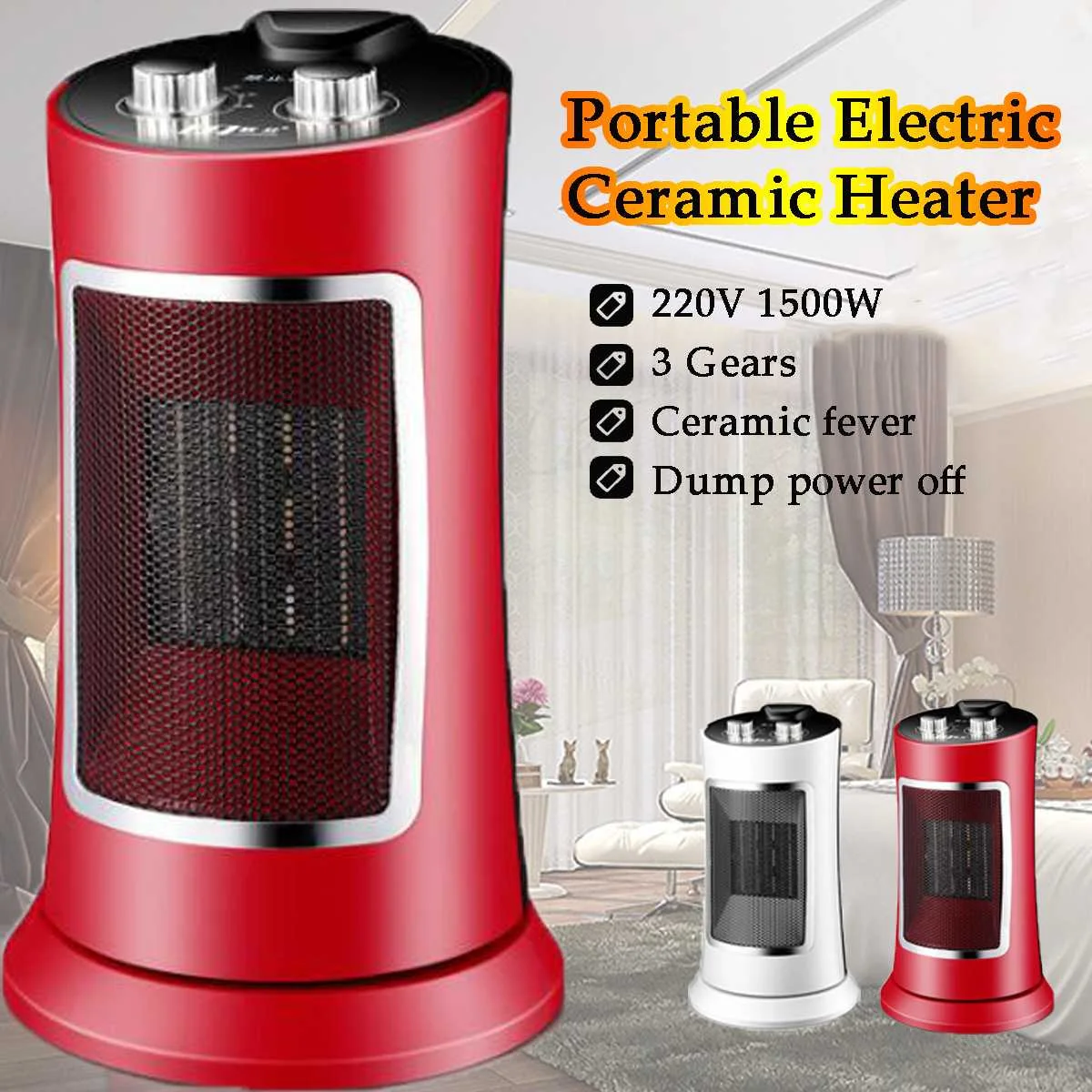

220V 1500W Mini Portable Electric Ceramic Heater Stand Electric Heater Indoor Winter Warm Machine for Household Office