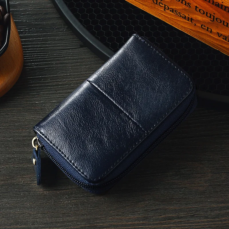 Cow Leather Business Card Holder Credit Card Wallet Anti Rfid
