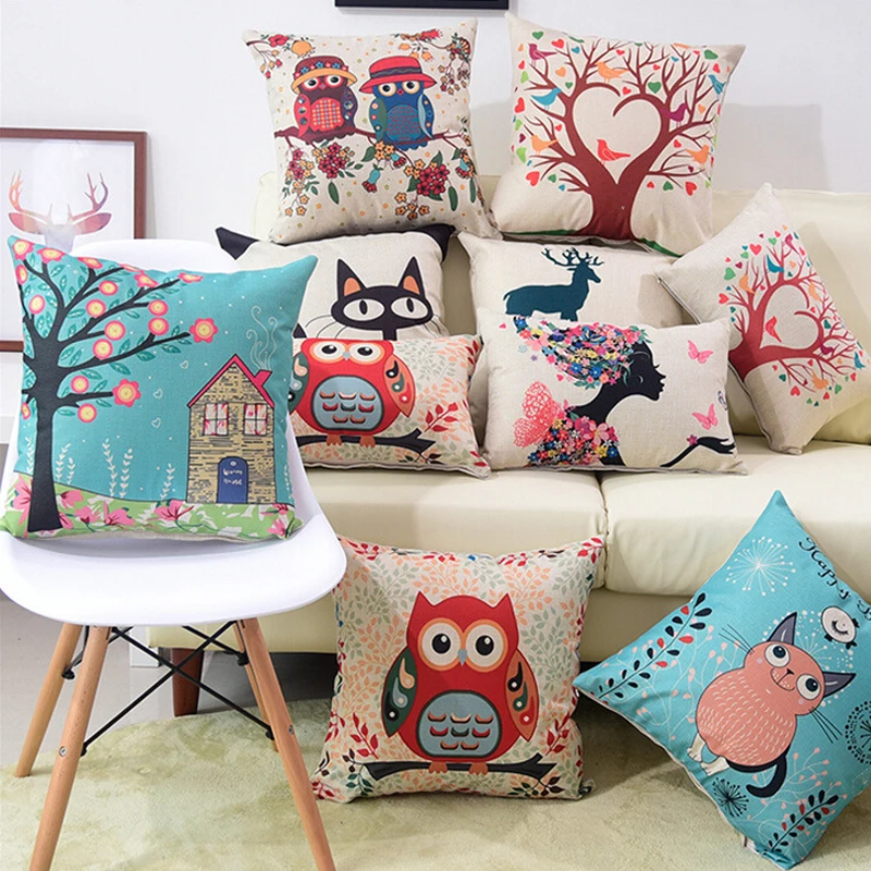 

Art Animal Decorative Cotton Linen Throw Pillow Case Cushion Cover Sofa Car For Christmas Home Decor