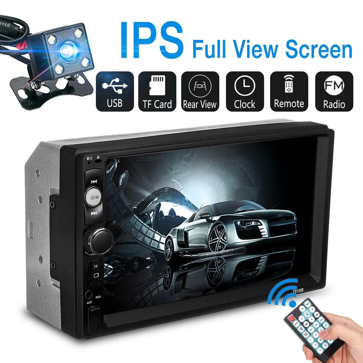 

7" 2DIN bluetooth IPS Full View Touchs Screen Car Multimedia Player Car Stereo MP5 Player Universal FM AUX Radio HD Rear Camera