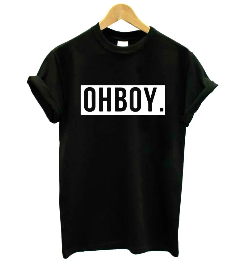 OHBOY OH BOY red Letters Print Women T shirt Cotton Casual Funny