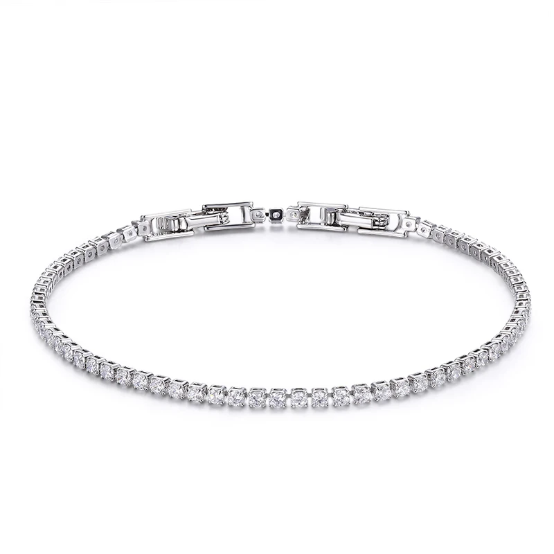 

Slim Cluster Prong Set CZ Tennis Link Chain Thin White Gold Colour Bracelets for Women Girls Friend Jewelry pulsera bracciali