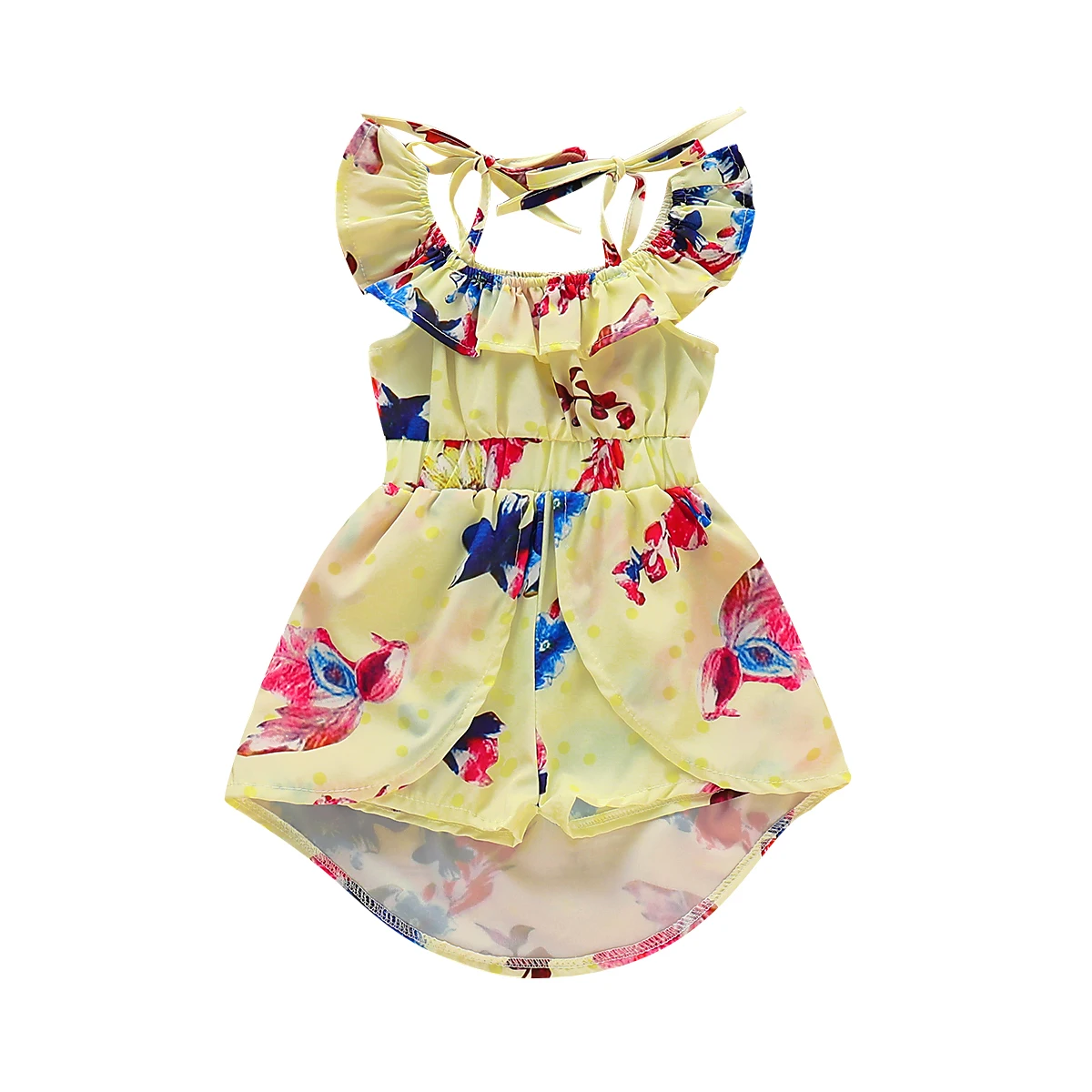 

Summer Toddler Kids Baby Girl Off shoulder Strap Floral Jumpsuit Dress Boho Sundress Clothes