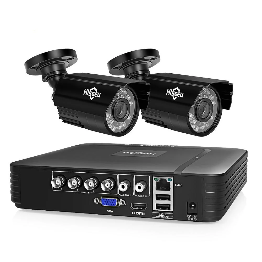 

2 Pairs Hiseeu 1080p HD AHD Image 4CH DVR Indoor Outdoor Security Kit CCTV System Waterproof IR P2P Surveillance Camera Set