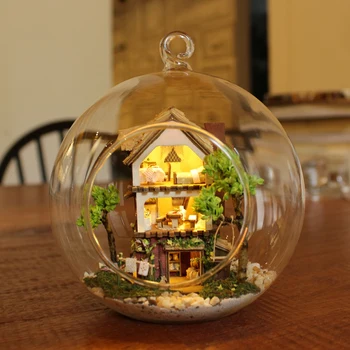 

Miniature DIY Doll House Green Garden with Furniture Children Adult Model Building Kits Dollhouse For Kids Birthday Gift