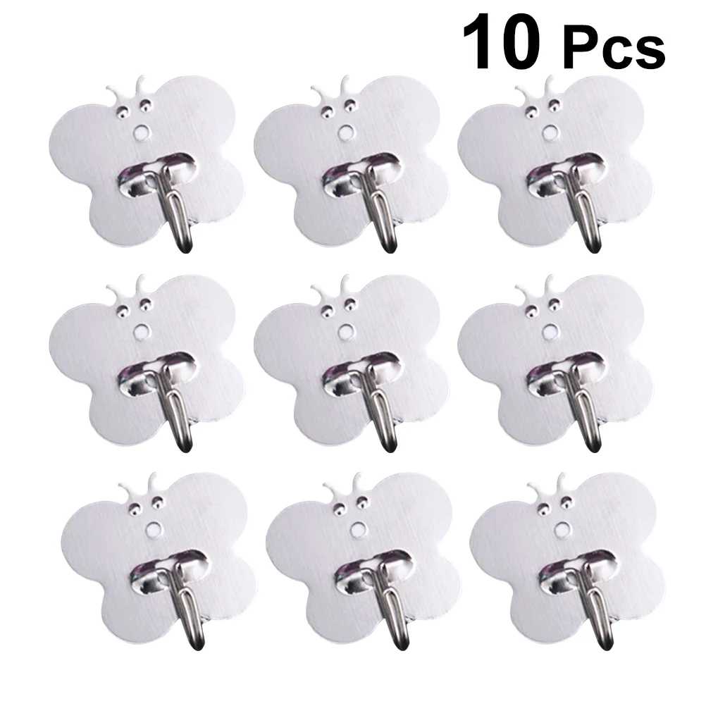 10Pcs Adhesive Hooks Behind the Door Creative Wall Hangers Metal Hooks