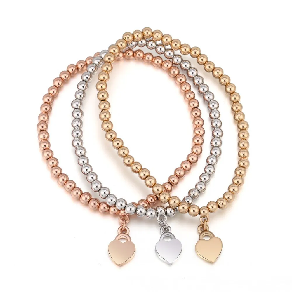 Small Lovely Heart Lock Heart Charm Bracelets Women Love Charm