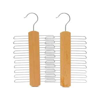 

Wood Tie Hangers For 20 Ties Or Belts Wood Clothes Hangers For Ties And Accessories (2 Hangers)