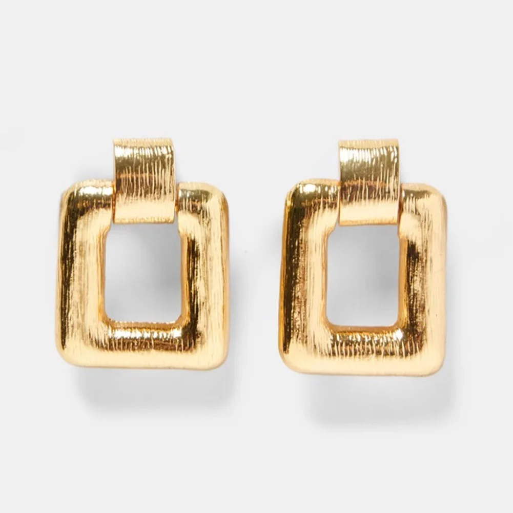 Flatfoosie Gold Color Square Dangle Earrings For Women Fashion Boho Statement Maxi Punk Metal Alloy Big Drop Earring Jewelry | Украшения и