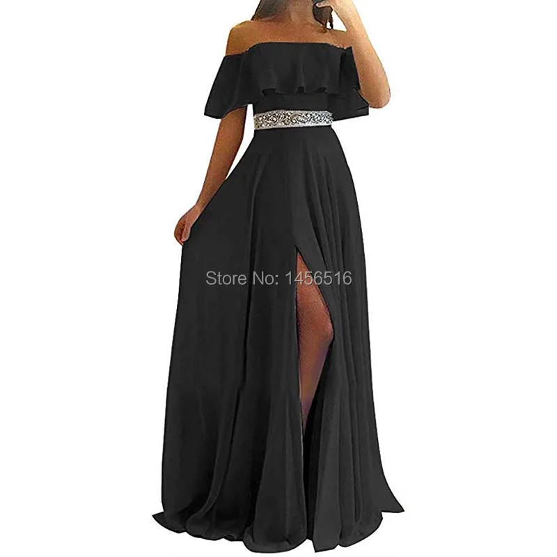 Sexy Strapless Light Blue Evening Dresses Long 2019 Chiffon off the Shoulder A-line Prom Dress Women Party Gowns robe de soiree