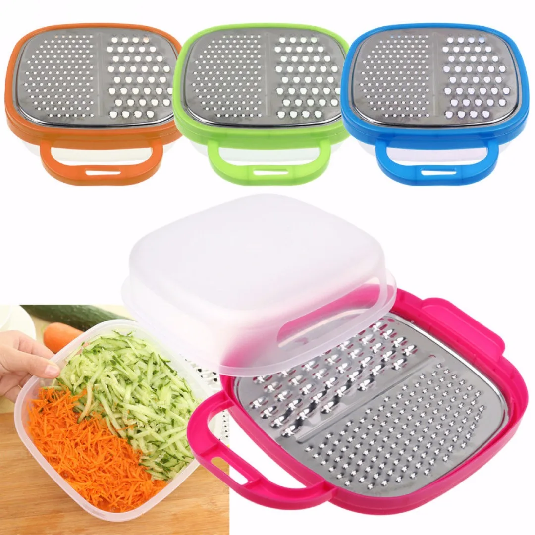 

Color Random 1pc Cheese Food Vegetable Carrot Grater Slicer Shredder With Container Kitchen Tool