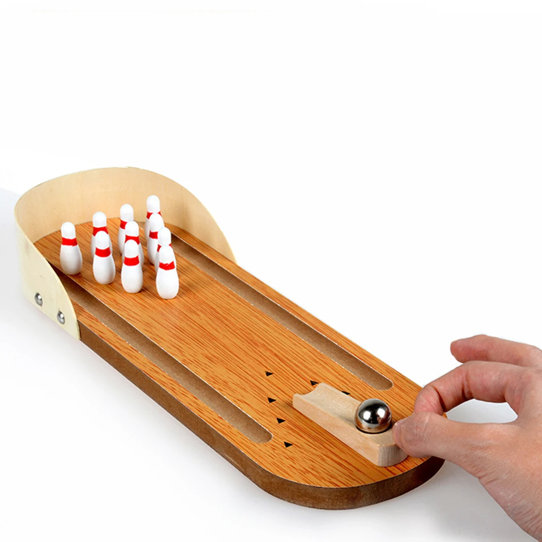 Wooden Mini Bowling Game Set – Desktop Finger Bowling For Office, Home, Party Fun, Stress Relief