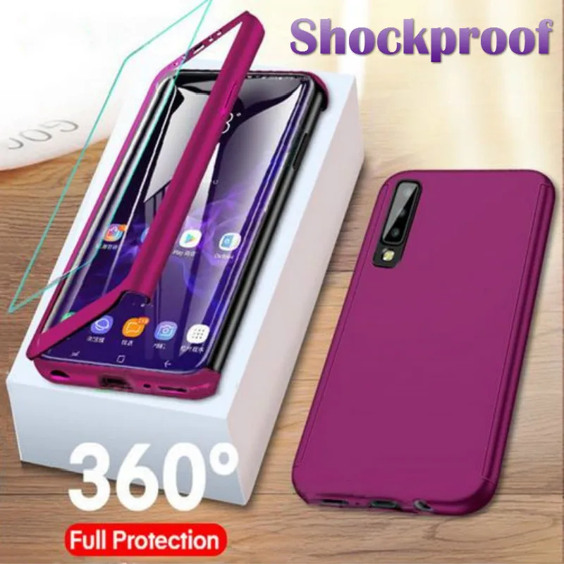 

360 degree Full Protect Cases For Samsung S8 S9 S10 J4 J6 A6 A8 Plus 2018 Note 10 Pro A30 A50 A7 2018 Cover With Glass