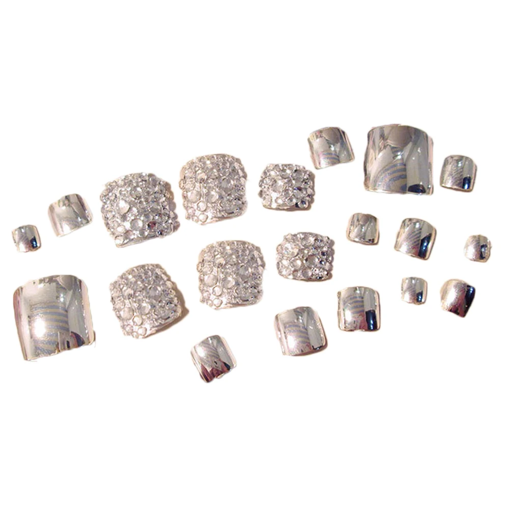 

24pcs False Nail Tips Rhinstones Creative Decorative Full Cover DIY Fake Nails False Nails for Women Girls Ladies