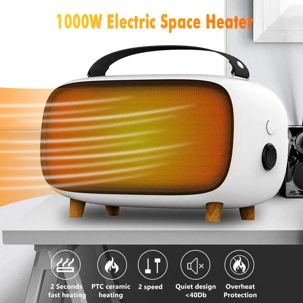 

MEILING HW-A205 1000W PTC Ceramic Electric Space Heater Portable Electric Heaters Tip-Over Overheat Protection Indoor Heating
