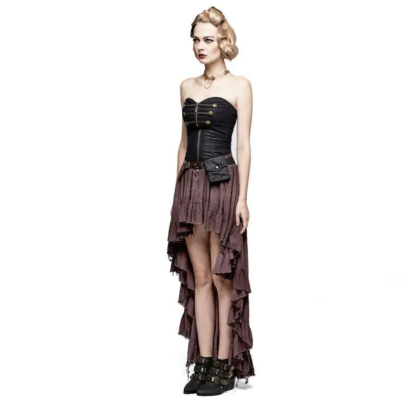 

Punk Rave Women's Steampunk High/Low Dryad Tube Dress With Waist Bag Q-311