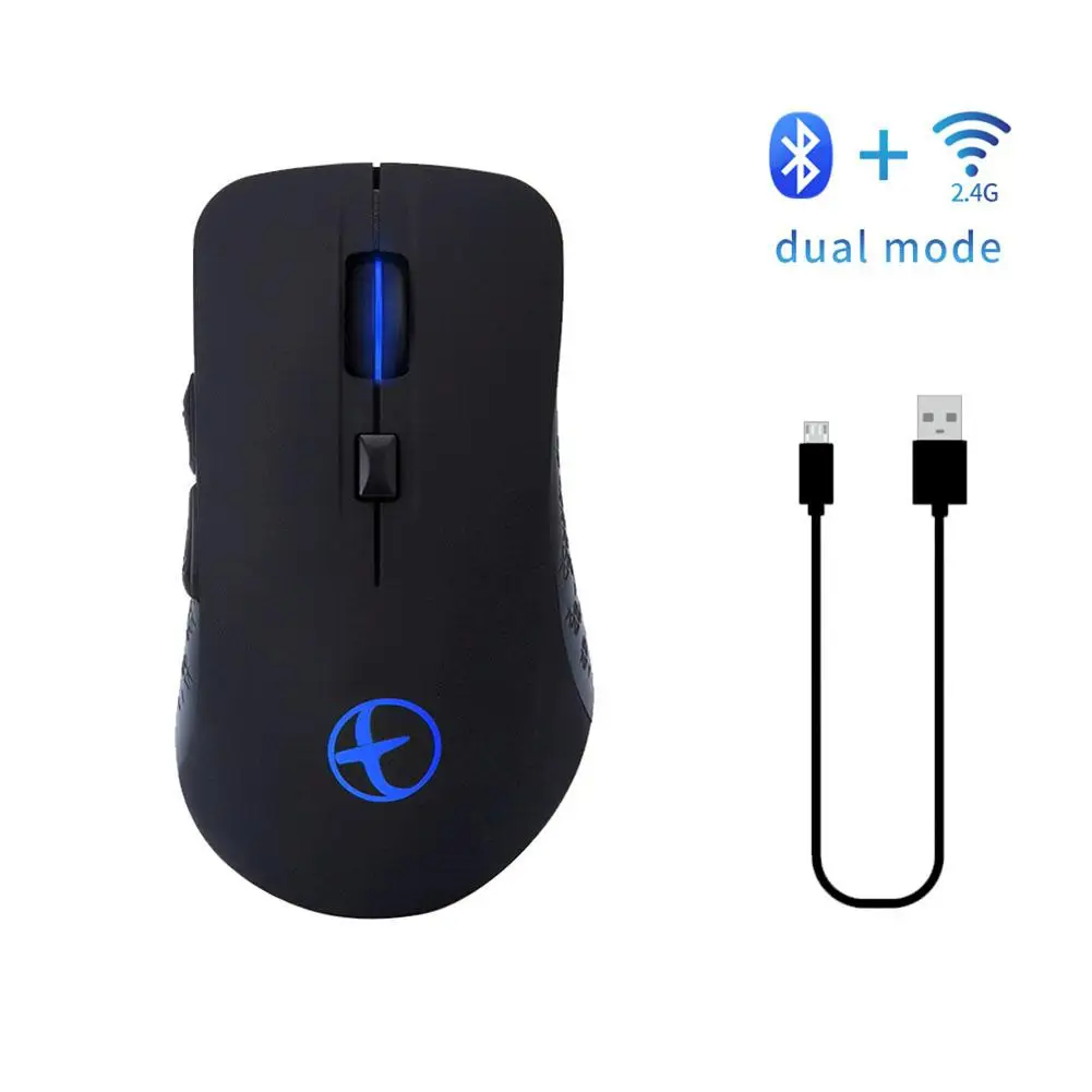 Перезаряжаемая Bluetooth 4,0 Беспроводная Бесшумная игровая мышь Usb Rgb Led беспроводная Bluetooth 2,4G мышь с двойным режимом для настольных компьютеров