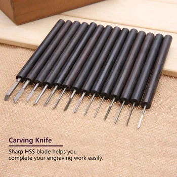 

14Pcs Hand Carving Knife DIY Woodworking Olive Nut Walnut Engraving Tool Set