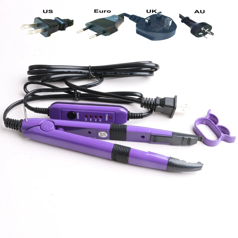 HARMONY 5 Pieces RED Color Heat Keratin Pre-Bonded Fusion Hair Extensions tools MINI Temperature control Hair Connector