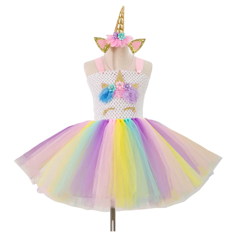 

New Flower Girl Dresses Uincorn Party Dress For Kids Party Halloween Carnival Dress Children