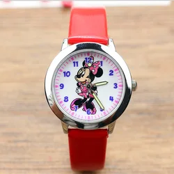 Drop shipping Cartoon Beautiful girl cute cartoon mouse styleluminous hands dial children students girl's leather quartz watch