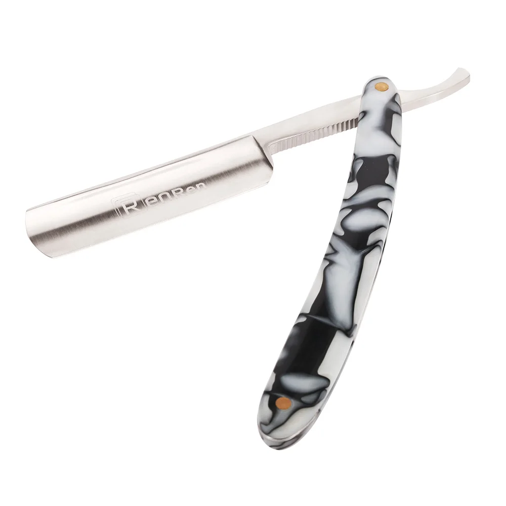 

Anself Straight Edge Barber Razor Shaving Tool Acrylic Handle Steel Blade Folding Shaving Shaver Salon Tool For Barber