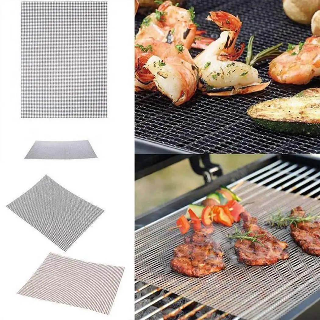 

Home Kitchen Non-Stick Replacement Mesh Wire Barbecue Mesh Beige, Black Cook BBQ Grill Mat Barbecue