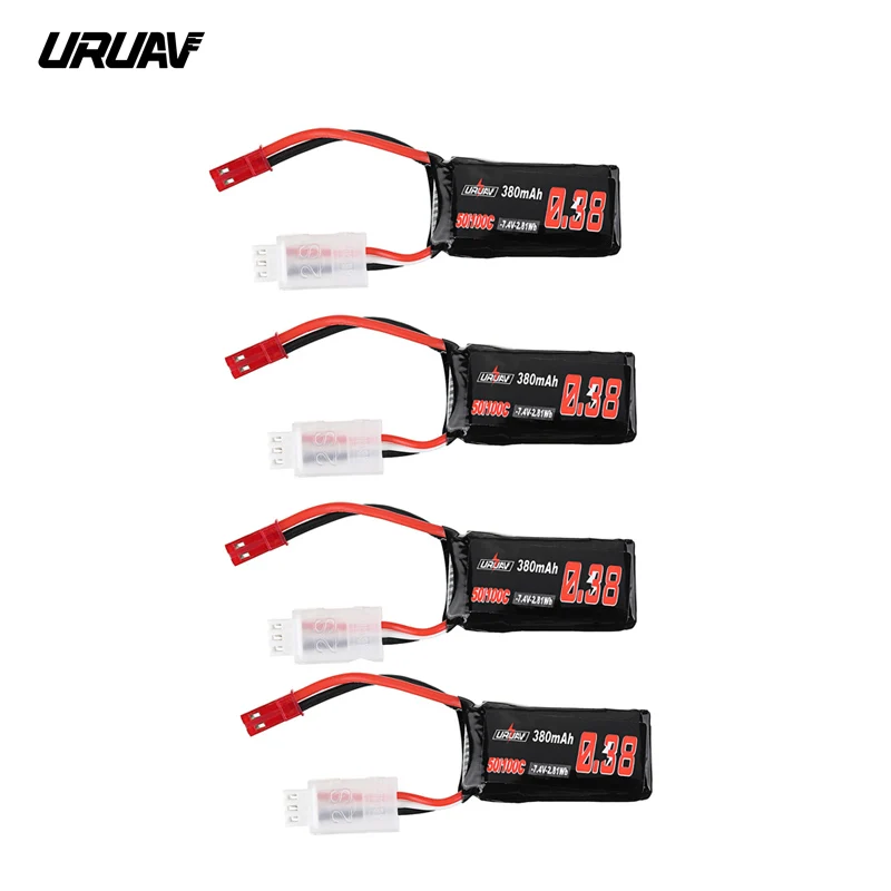 1/4 шт. uruav 7 4 V 380 мА/ч 50C/100C 2 S Lipo Батарея JST разъем для небольшой гоночный Дрон с видом