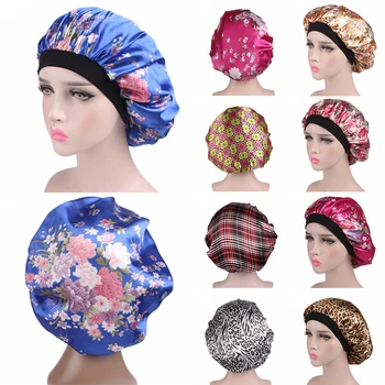 

2019 Fashion Women Night Womens Hat Sleep Shower Chemotherapy Hair Hat Silk Head Cover Wide Elastic Wide-Breasted Floral Beanie