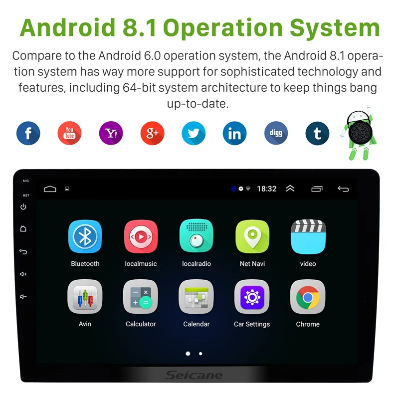 Seicane 10 дюймов 2Din универсальный Android 8,1 gps Navi автомобильный стерео мультимедийный плеер для honda vw hyundai kia suzuki toyota nissan