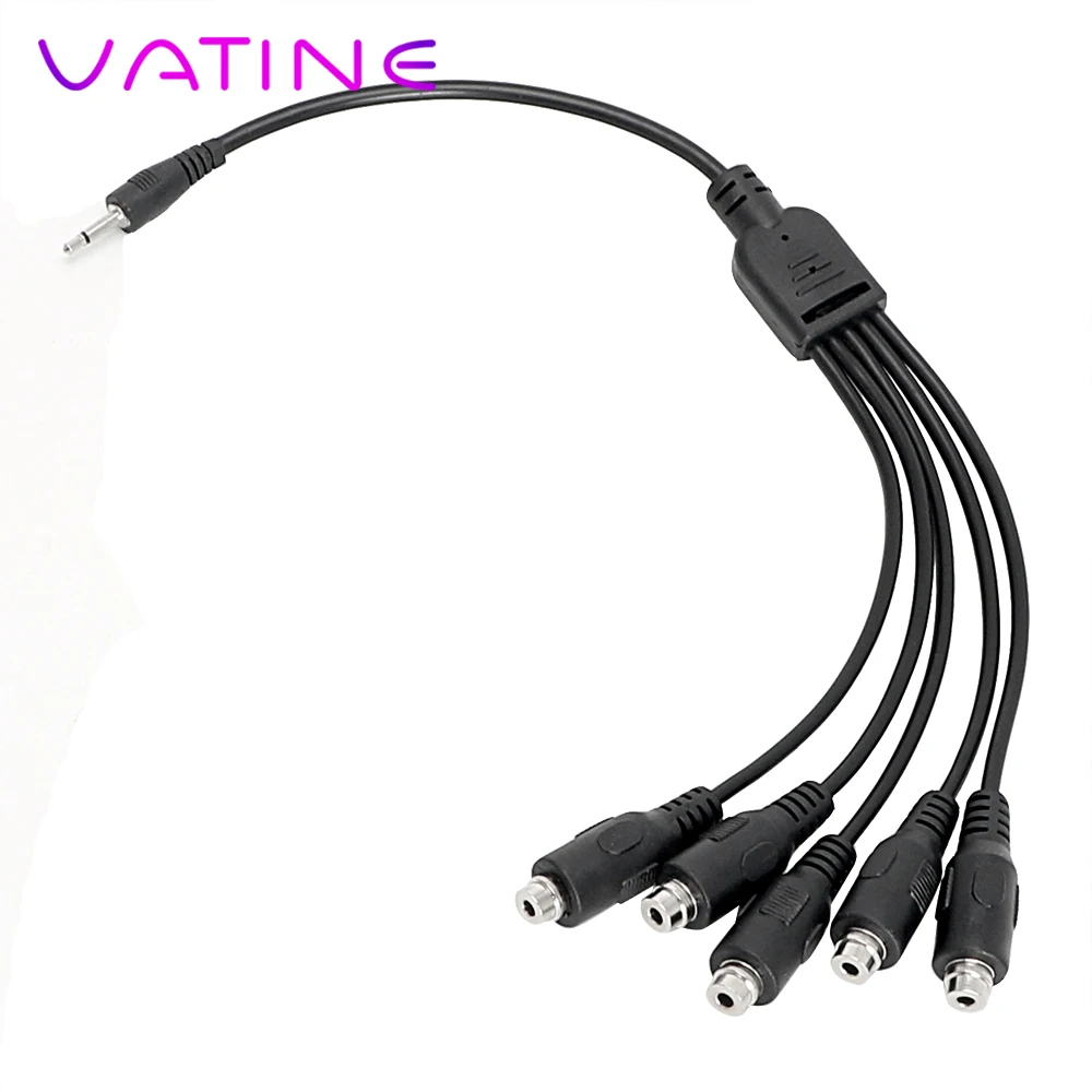 

IKOKY 5 in 1 Adapter Cable Electro Stimulation Electric Shock Accessories Sex Toys for Couple for Penis Ring Anal Plug Wire