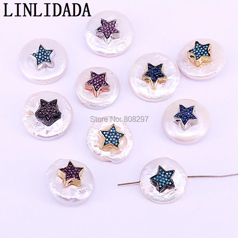

8Pcs Natural Freshwater Pearls Spacer Coin Connector Beads for Making Bracelet necklace Fashion Jewelry
