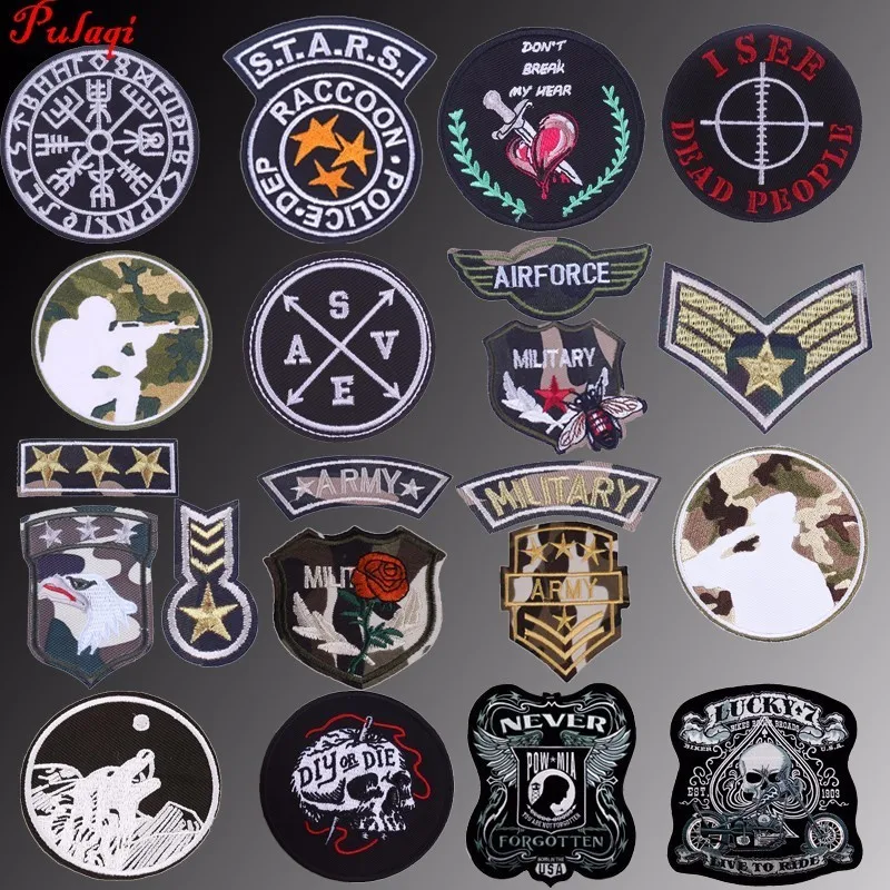 

Pulaqi Patches Military Arm Badge Sew On Iron-on Sticker Decor For Bag Jeans Clothes Hat Embroidered Resident Evil Patch Diy H