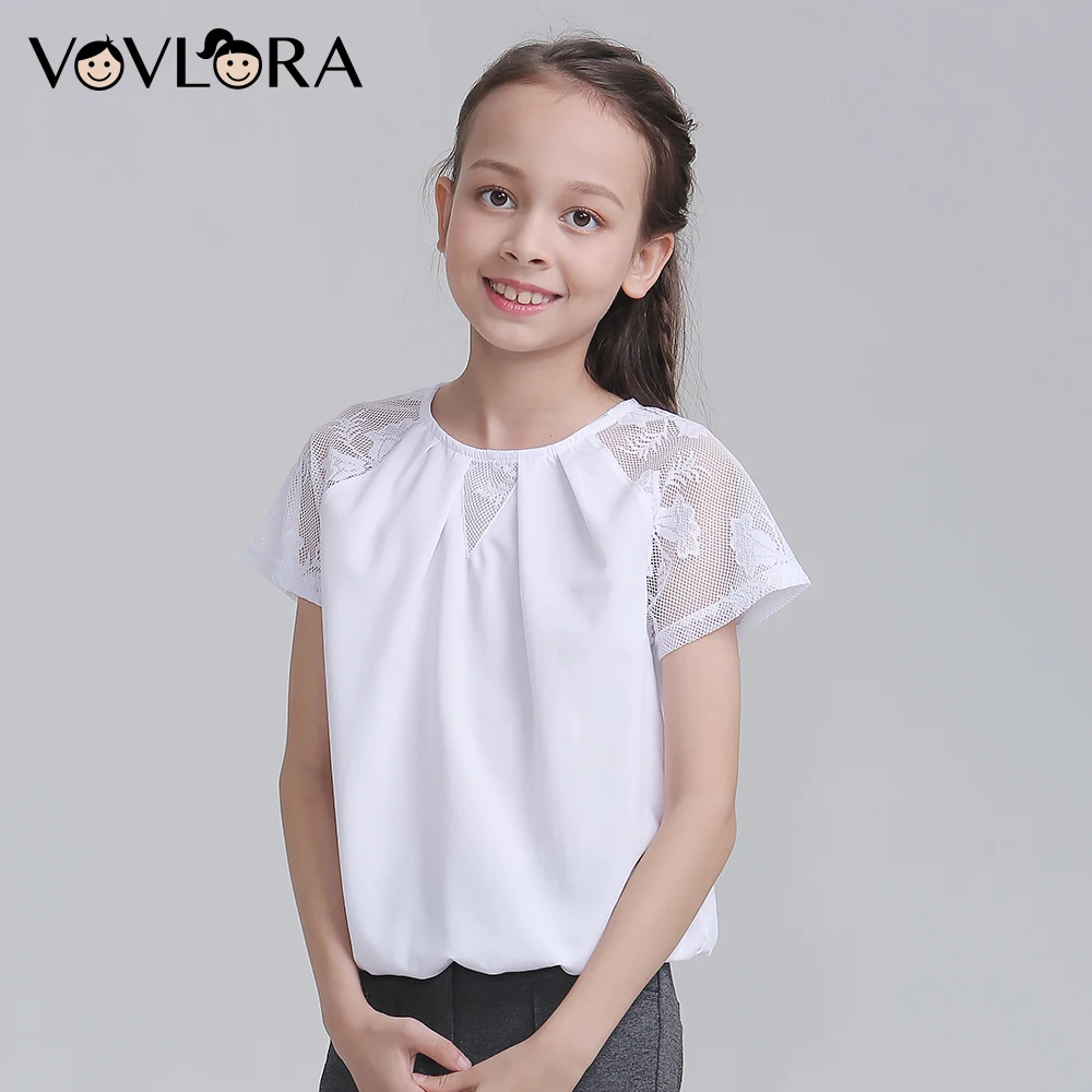 Girls white blouse lace preschool clothes