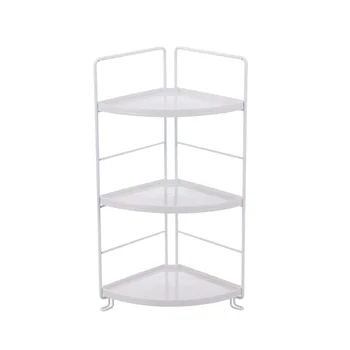 

1pc Bathroom Storage Rack 3Tier Wrought Iron White Counter Organizer Corner Shelf for Bathroom
