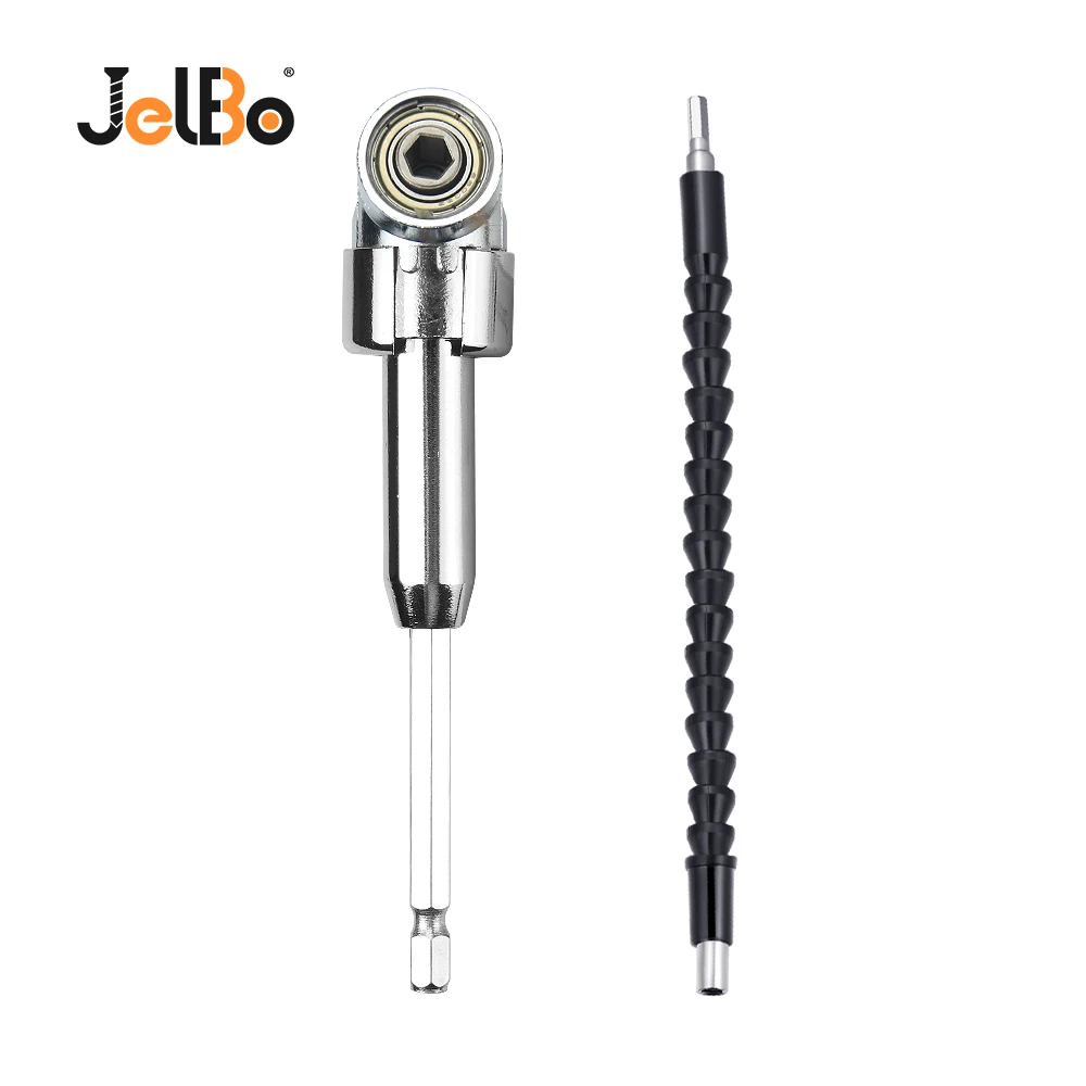 

JelBo Drill Bit Extension Hex Shank Flexible Shaft 105 Degree Right Angle Drill Bit Socket Screwdriver Adapter Indexable Holder