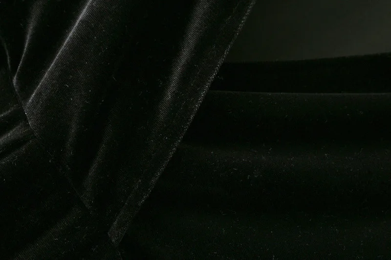 2119 весенний повседневный черный женский сексуальный Велюровый костюм с заклепками и длинным рукавом, женские плотные стринги с глубоким v-образным вырезом