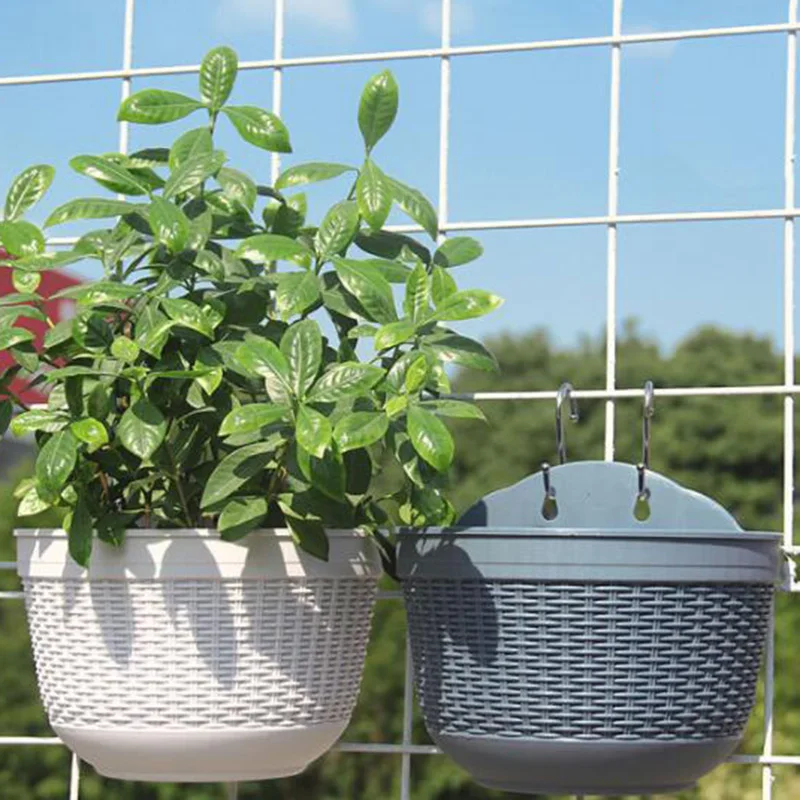 

Wall Hanging Flower Pots Garden Fence Balcony Basket Plant/Pot Planter Art Decor Balcony Square Basin Garden Bonsai Plant Bowl