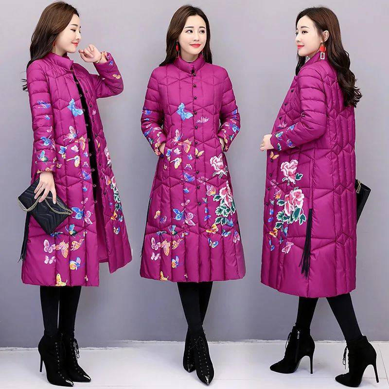 Повседневная Женская длинная куртка модель 4XL 2019 года парка в китайском