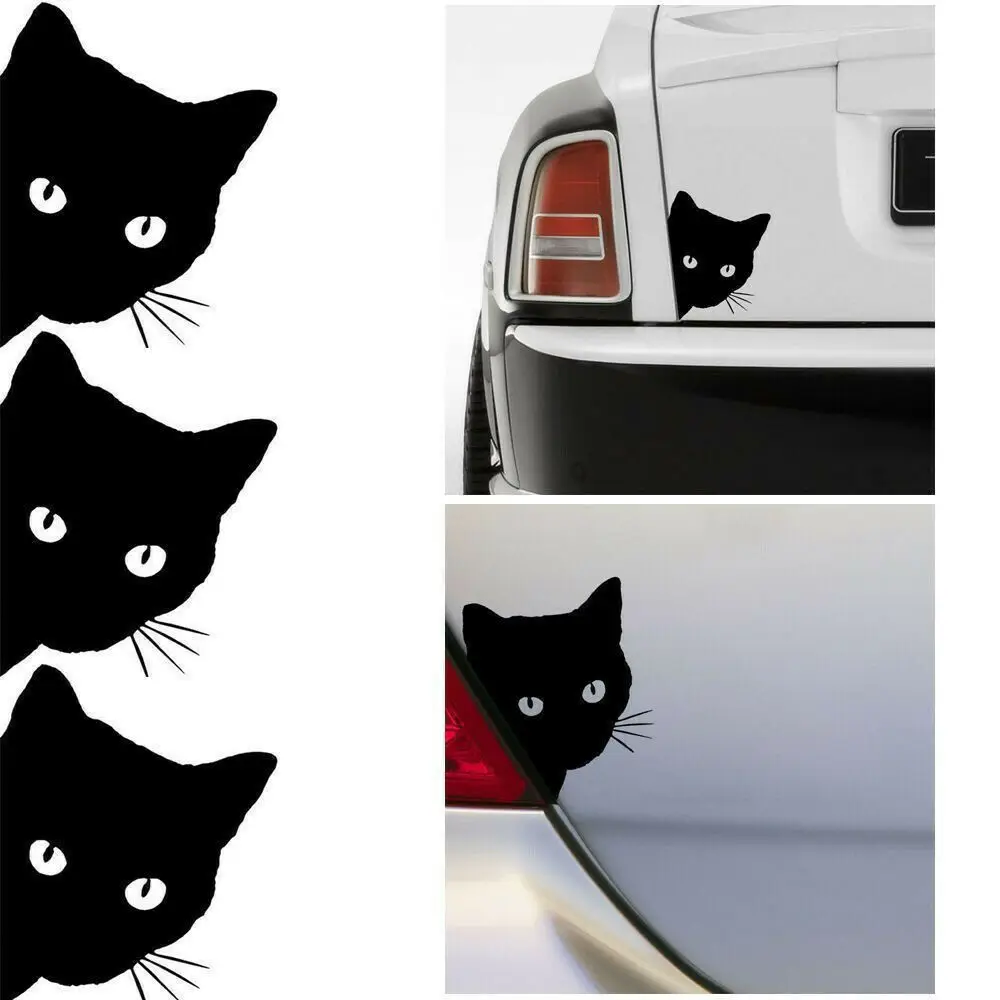Reflective Cat Face Peering Auto Car Decal Window Truck Bumper Body Stickers DIY