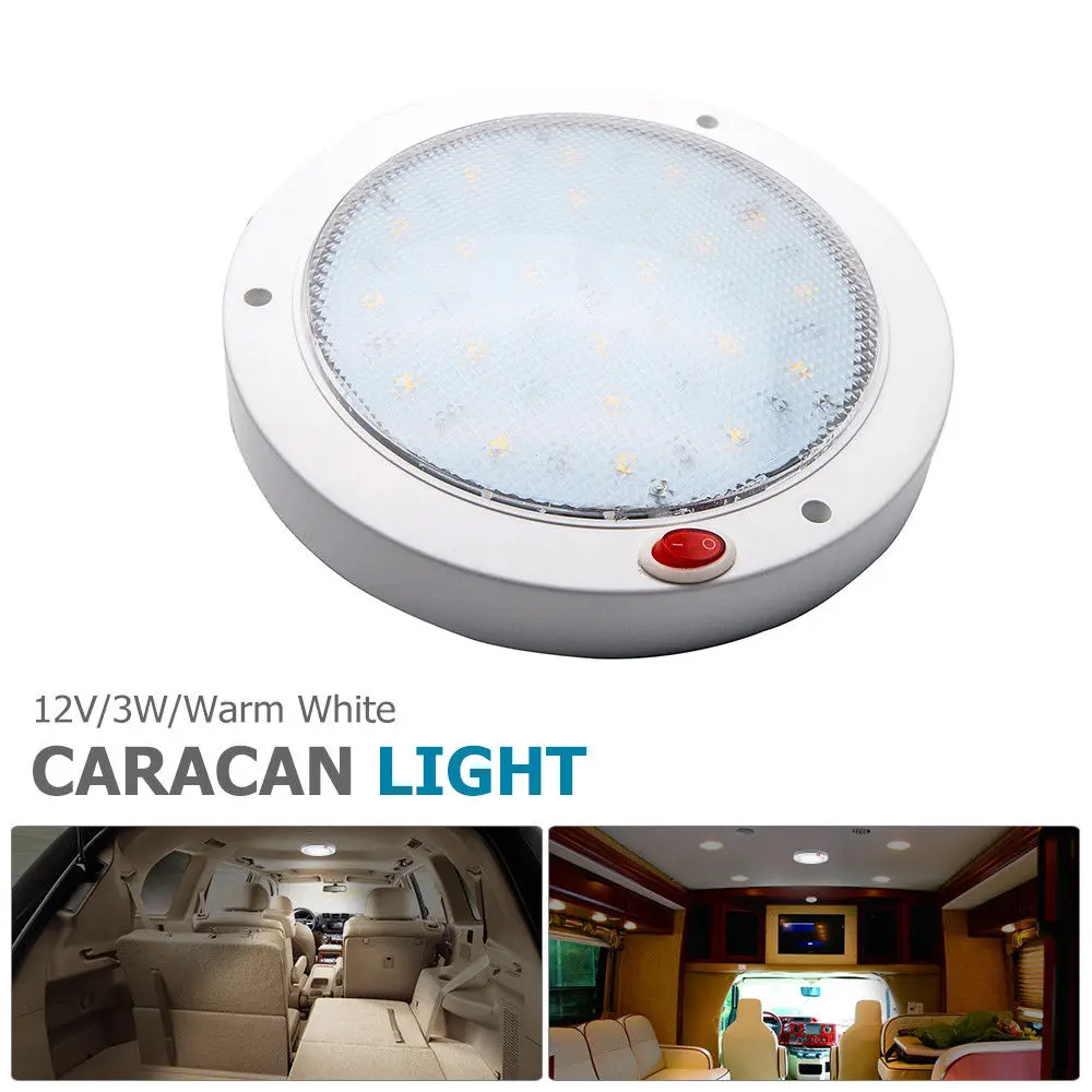 

12V 3W Interior LED Warm White Ceiling Roof Light for Trailer Van Boat Caravan Warm White LED light