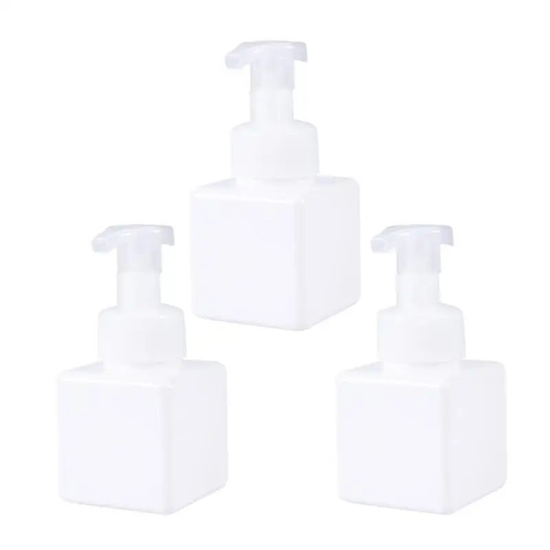 3pcs 250ML Plastic Pump Bottle Square Foaming Bottle Dispenser for