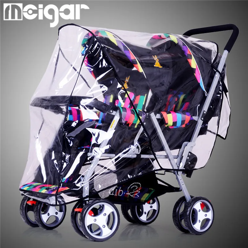 

PVC Waterproof Stroller Rain Cover Weather Pram Baby Infant Double Pushchair Wind Shield Rain Covers Outdoors Rain Gear Canopy