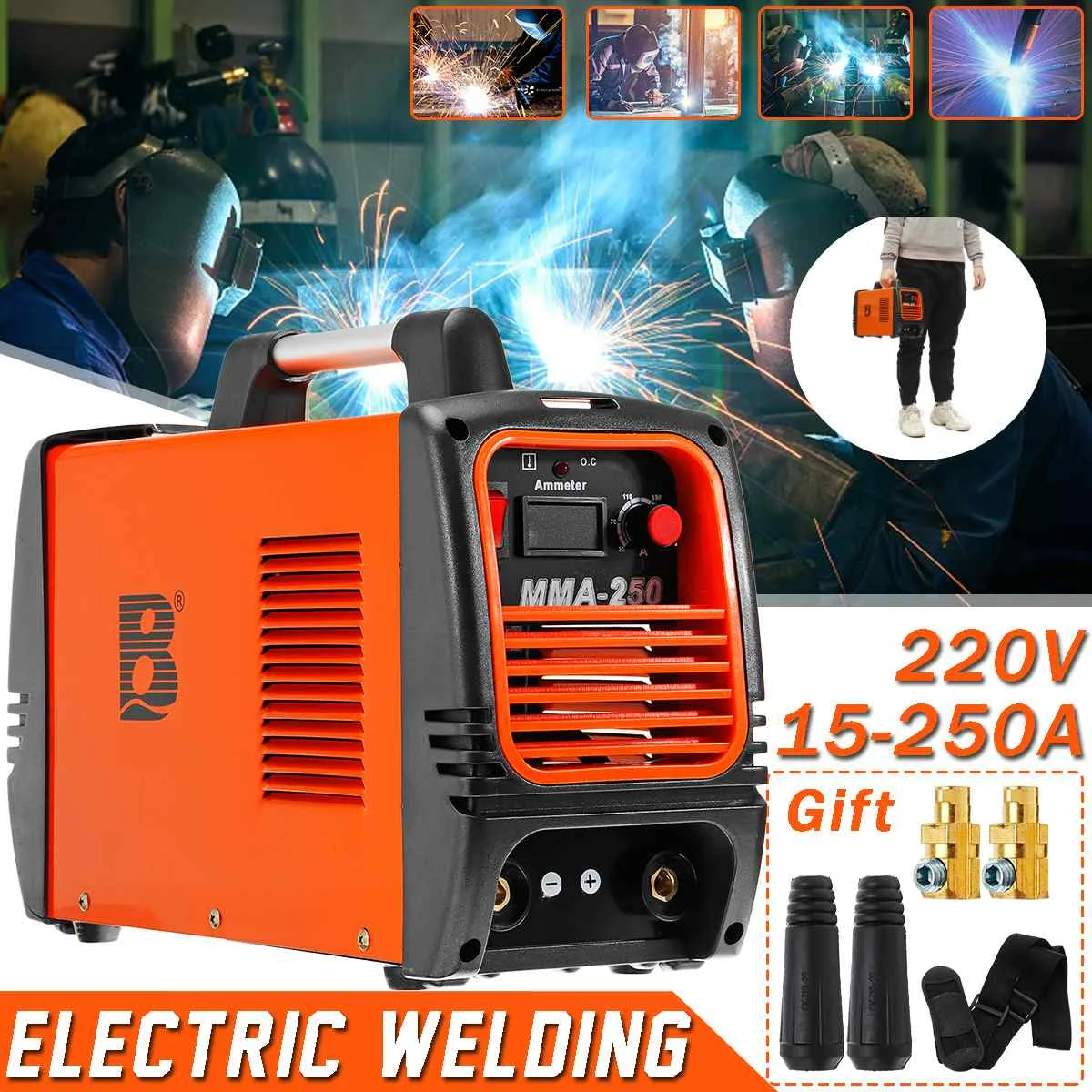 

Handheld Electric Welder 220V 250A MMA Inverter ARC IGBT Welding Machine Tool Steel Alloy Protective Circuit EU Plug Efficiency