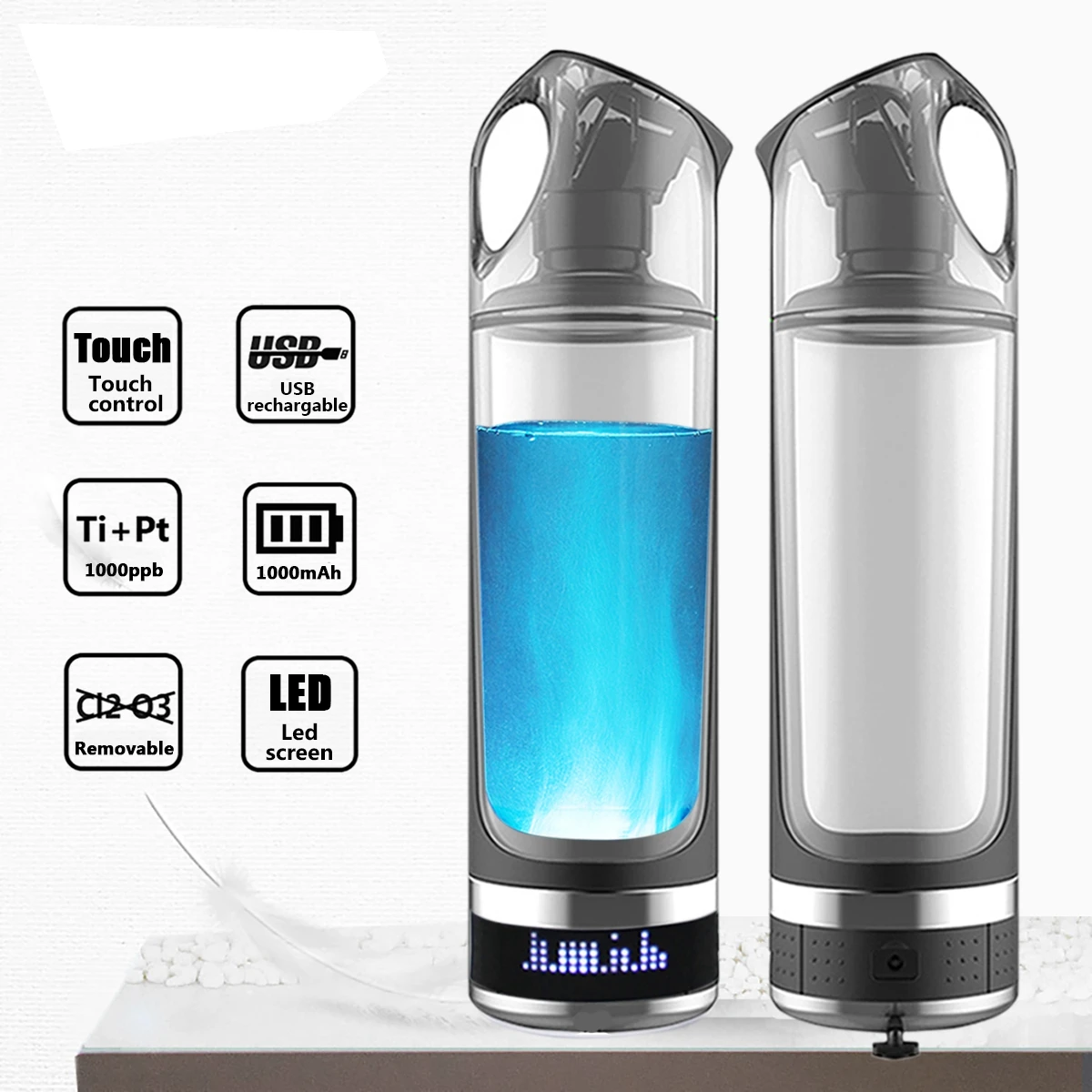 

USB Rechargeable Hydrogen Rich Water Generator Lonizer Bottle Alkaline Energy Cup Portable Anti Aging